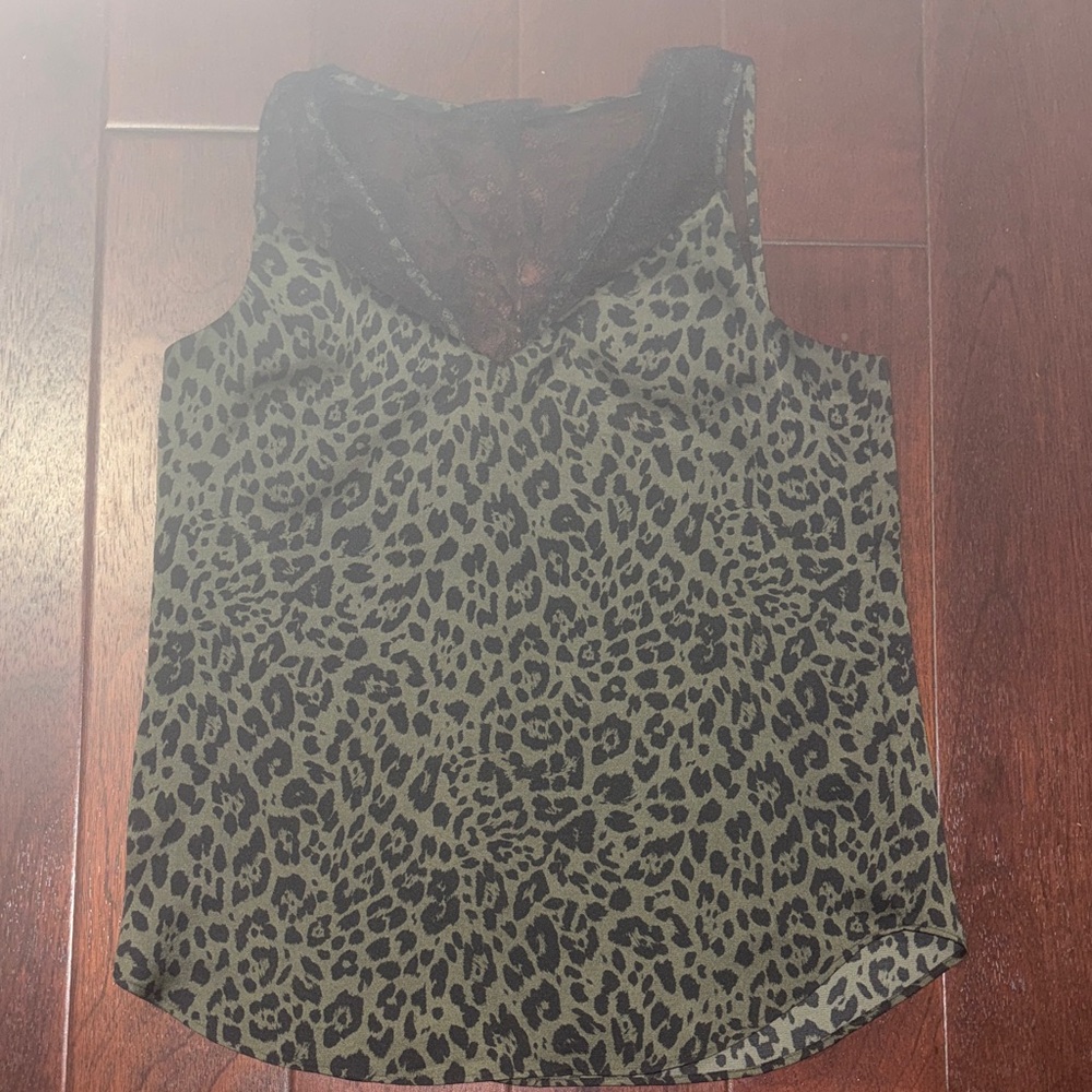 Express Animal Print Camisole with Black Lace
